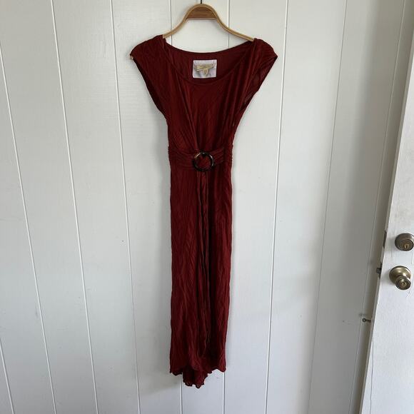 Anthro Anthropologie Moulinette Soeurs Guinevere Belted Textured Maxi Dress 10P - Picture 4 of 11